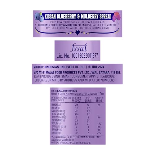 Image of Kissan Blueberry & Mulberry spread 340g (Pack of 2)