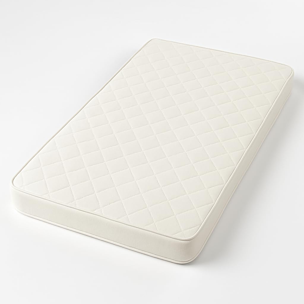 DREAMLAYER Quilted Polypropylene Fibre Mattress 140 x 70 x 5 cm – Breathable & Removable Cover – Hypoallergenic & UK Made