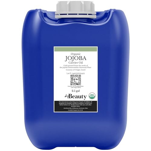 Organic Jojoba Oil - 2.5 Gallon Bulk, Cold Pressed, 100% Pure & Virgin