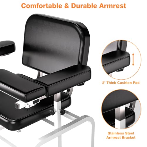 Image of Blood Drawing Phlebotomy Chair with Adjustable Armrest - Extra Large Comfortable Padded Medical Chairs for Hospital Clinic Lab Medical Facilities (Black)