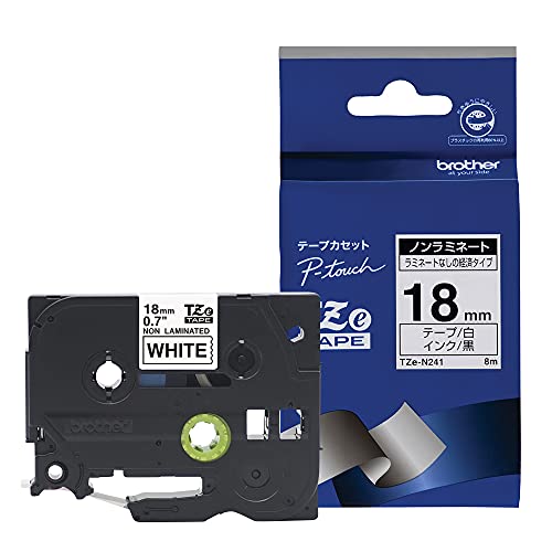 ブラザー工業 TZeテープ ノンラミネートテープ(白地/黒字)18mm 長さ8m TZe-N241 ブラザー工業 TZeテープ ノンラミネートテープ(白地/黒字)18mm 長さ8m TZe-N241