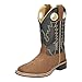 Smoky Mountain Youth Blaze Stitched Design Rubber Sole Square Toe Brown/Black Western Cowboy Boot