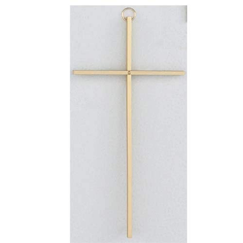 WALL CRUCIFIX- 10" PLAIN SOLID BRASS CROSS.