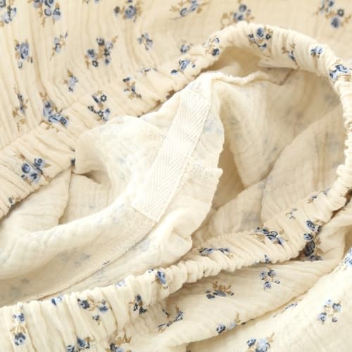 Ensemble de pyjama en crêpe pour femme, col imprimé floral, manches longues, en coton, convient pour se détendre à la maison ou se promener, blueberry, L – vue 5