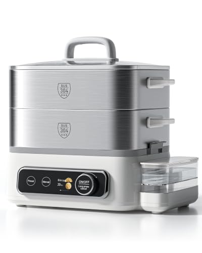 12.7QT Electric Food Steamer for Cooking,2-Tier 304 Stainless Steel Tray