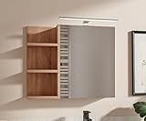 HAJDUK FURNITURE Armario de Baño con Espejo y Luz LED 60x50 cm Roble Sonoma...