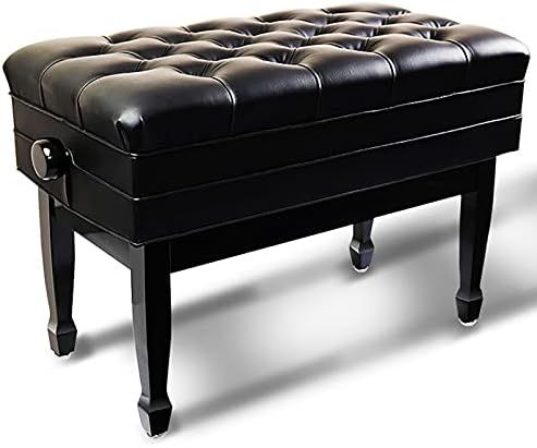 Deri Piyano Tezgahı Katı Ahşap Kaldırma Piyano Stool Piyano Tezgahı Duet Klavye Stools, 82 x 45 x 50-60 cm