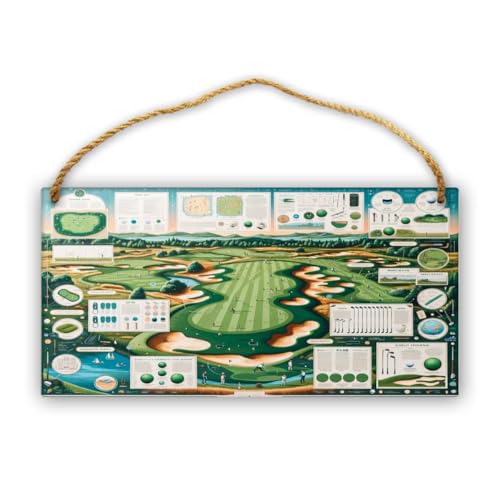 Golf Course Rules Wall Sign, Wooden Hanging Plaque, 6x12in
