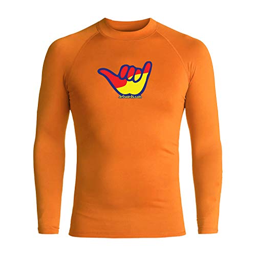 Junior Guards 3-Color Shaka Long Sleeve Rashguard - Orange - L