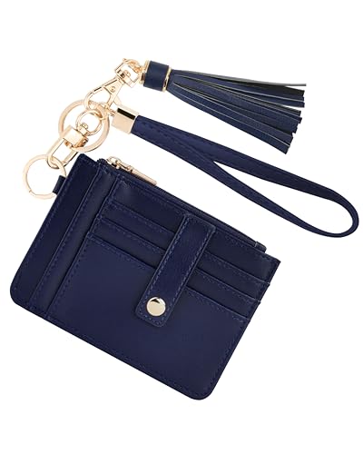 Image of KNGITRYI Small Wristlet Wallets for Women RFID Credit Card Holder Wallet Keychain Wristlet Wallet Credit Card Wallets for Women (Navy Blue)