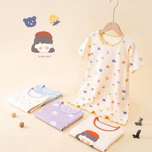KISBINI Toddler Girl Nightgown Short Sleeve Cotton Princess Sleepshirt Kids Pajama Dress4