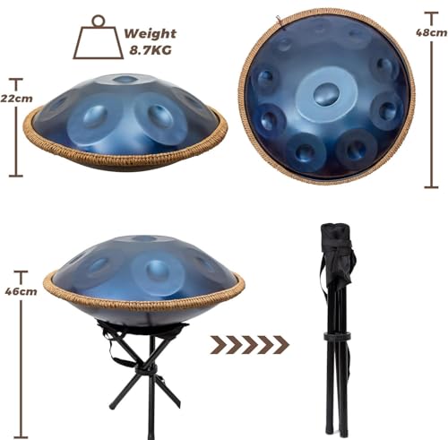 Handpan de acero premium 22 pulgadas 10 notas D Minor Kurd miniatura 3