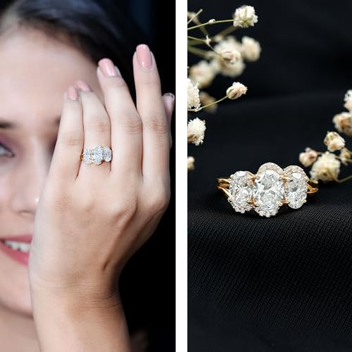 Certified Lab Grown Diamond 3 Stone Engagement Ring, Ef-Vs Quality, Oval Diamond Designer Ring For Women - Ready To Gift2