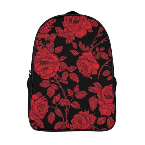Mochila infantil impermeable con diseño de rosa roja y gran capacidad para primaria