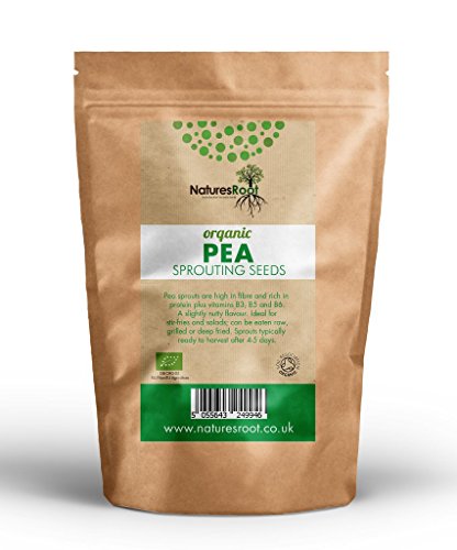 Natures Root Organic Pea Sprouting Seeds 500g - Superfood | Non GMO | Microgreen Sprouts | Garden Planting | Vegetable Gardening