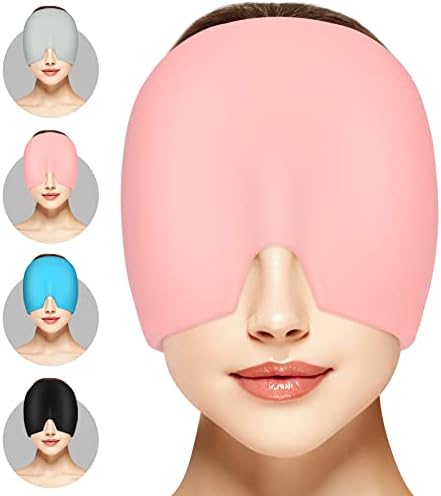ACWOO Migräne Mütze, Gel Kühlmütze Migräne Headache Relief Cap, Dehnbare Kopfschmerzen Mütze Cold Therapy Cap Schlafmaske, Heady Maske für Kopfschmerzen Geschwollene Augen Stressab