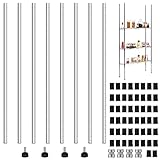 Thyle Set of 4 Wire Shelving Poles Including 8 Pcs 36'' Poles and 50 Pcs Shelf Clips, Heavy Duty Chrome Commercial Wire Shelving Parts for 1' Post Shelf Rack Accessories Replacement(74')