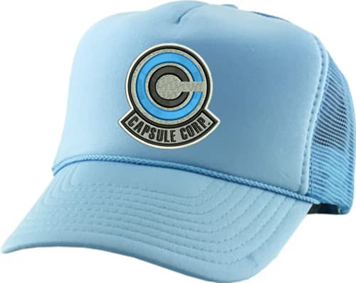 Image of ALLNTRENDS Adjustable Trucker Hat Capsule Corp Embroidered Mesh Baseball Cap Adult Graphic Anime Hats