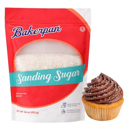 Bakerpan Sanding Sugar for Baking & Cookie Decorating - 16 Ounces Sparkling Sugar Sprinkles for Cookies, Cakes, Cocktails (Made In USA)