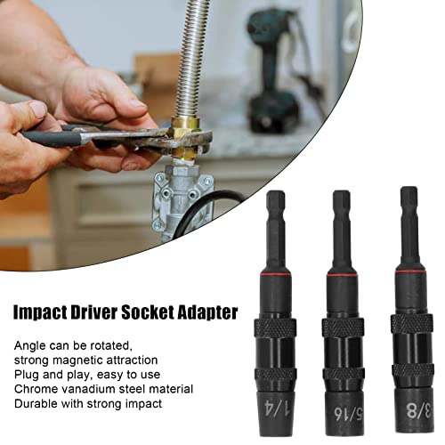 Impact Driver Socket Adapter Set, Draaibare Hoek Chroom Vanadium Staal Sterke Magnetische Attractie Impact Flip Socket… - Afbeelding 6