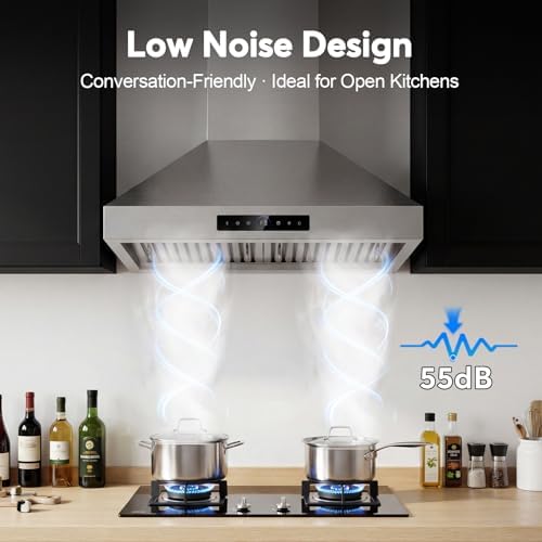 30 Inch Wall Mount Range Hood,900 CFM Stainless Steel Stove Vent Hood - 5