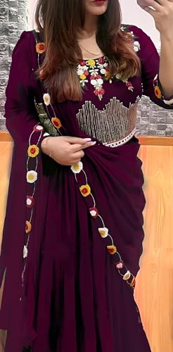 Image of Women's Sequins Thread Embroidered Georgette Semi Stitched Lehenga Choli With Dupatta (5124-Women-Lehenga-Choli-Latest)