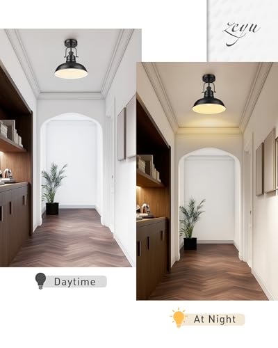 Image of zeyu 11 Inch Semi Flush Mount Ceiling Light, Black Finish, ZY41-F BK