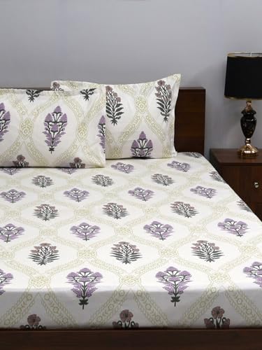 Image of Bombay Dyeing Mimosa 164 TC Microfiber Purple Double Size Bedsheet with 2 Pillow Covers