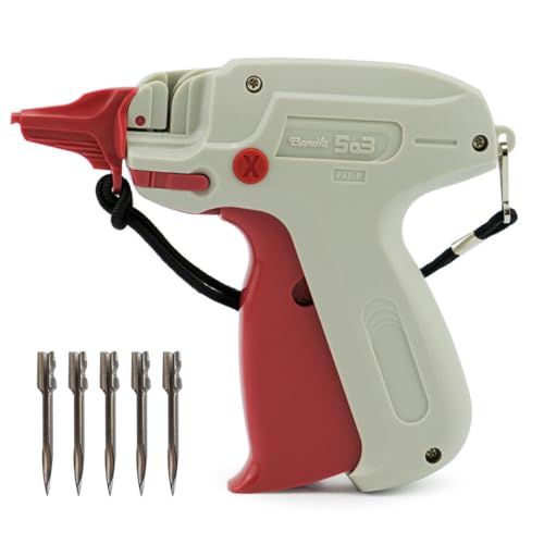Pokornys | Pistola etiquetadora Banok 503X Fein | Incluye 5 Agujas de Acero de Repuesto | Pistola para Fijar Etiquetas de Precio en Tejidos Finos como Blusas, Seda, manteles, Terciopelo y Muchos más