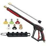 Tool Daily Pressure Washer Gun with Replacement Extension Wand, M22 14mm/15mm Fitting, 5 Power Washer Nozzle Tips with Holder, 4000PSI, 44 Inch
