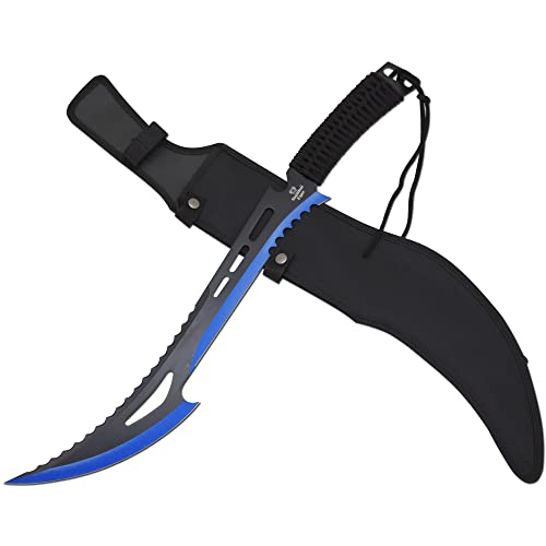 Snake Eye Tactical Fantasy Sword w/Nylon Sheath Machete Outdoors Camping (871, Blue)