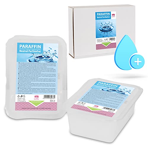 Kosmetex Paraffin-Bad Neutral Wärmebad für Hände + Füße Wohlbehagen für Gelenke Geeignet für Ergotherapie und Physiotherapie Parfümfrei Wachsblock (2x 500ml)