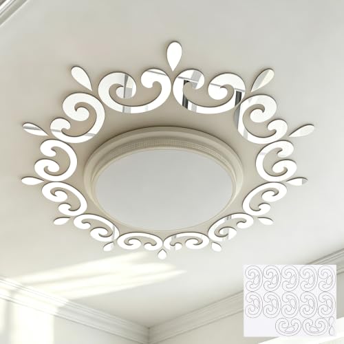 Image of INCREWAY 1 Set Silver Acrylic Self Adhesive Lamp Base, Mirror Finish Wall Mount Light Holder, Peel Stick Decorative Plate for Pendant Ceiling Fixture Decorative Lamp