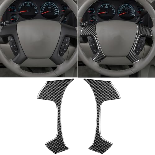 Auto Main Driver's Rudder Decoration Decal 2pcs Premium Sticker Real Quality Soft Carbon Fiber Interior Trim Compatible with Chevrolet Avalanche/Silverad LTZ/Sierra SLT 2007-2013 Accessories Black