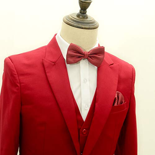 Set clásico de corbata de moño y pañuelo blanco con patrón floral miniatura 5