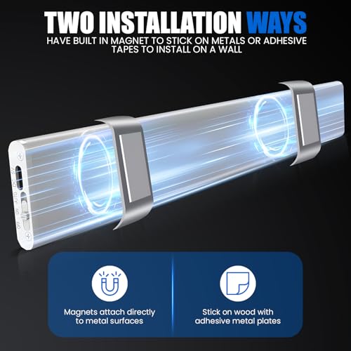 Image of Under Cabinet Wireless LED Lights, Rechargeable Motion Sensor Light Bar, 2 Pack Dimmable, 3 Color Temps Magnetic Closet Bars, Wireless Under Counter Light for Kitchen, Hallway, Stairway