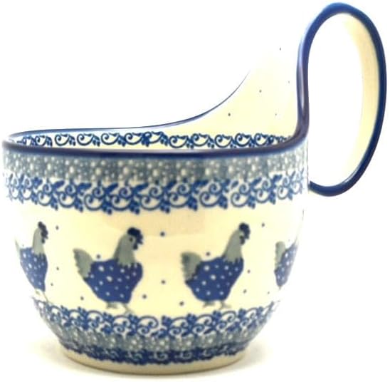 Polish Pottery Loop Handle Bowl - Henny Penny