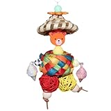 Grands jouets pour perroquet | Jouets de recherche de perroquet avec chapeau de paille en forme d'homme – Rotin coloré et balles gigognes, accessoires de cage à perruches pour , famille