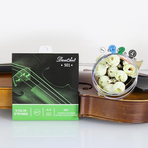 Danchet Violin Strings 4/4 Full Set Beginner Level, Ball End, Aluminum Alloy Wound 501… - Thumbnail 2