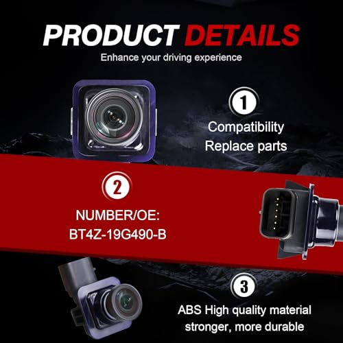 Image of Rear View Park Assist Backup Camera Replacement Compatible with Ford Edge 2011-2015 Lincoln MKX 2011-2013 Replaces# BT4Z-19G490-B