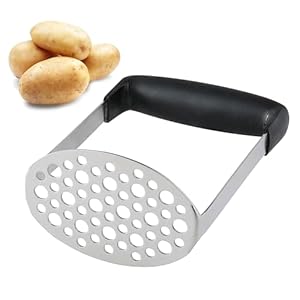Potato Masher, LCCOWO Stainless Steel Potatoes Masher Kitchen Tool, Mashed Potatos Masher with PP Handle, Great for Potato, Guacamole, Fruits, Avocado, Bean and More, Dishwasher Safe