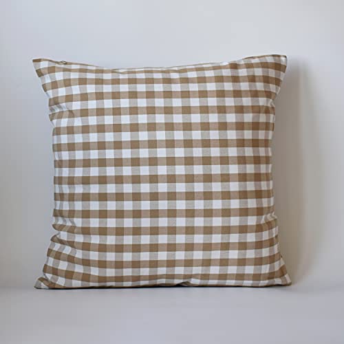 Hoplee Farmhouse Pillow Cover Cushion Cover With Buffalo Plaid, Solid Beige, Striped And Gingham Plaid Design 24X24 Inches,4 Pack #TOP4