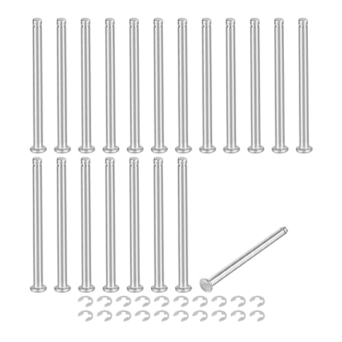 QUARKZMAN 20er Set M4x55mm 304 Edelstahl Zylindrischer Wellensicherungsring Positionierungsstift, Flachkopf gerillter Scharnierzylinder Positionierungsstift mit E-Clip Sicherungsring, Silber