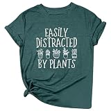 Camiseta de manga corta con cuello redondo para mujer, diseño impreso, cuello redondo, manga corta, estilo inglés, fácil de ajustar para el uso diario, trajes de fin de semana y viajes ligeros, verde