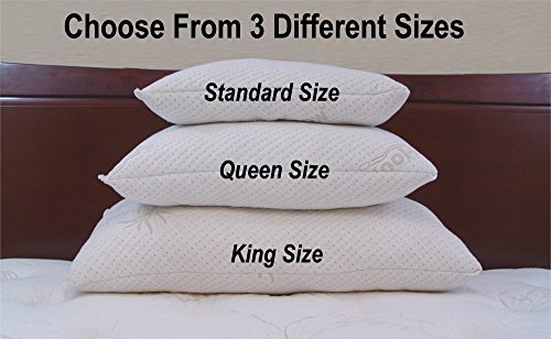 Supreme Plush Ultra-Luxury Allergy Friendly Bamboo Shredded Gel-Infused Memory Foam Pillow Combination with Adjustable Fit & Zipper Removable Kool-Flow Cooling Pillow Cover (Queen)