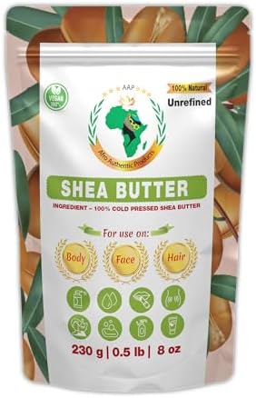 Authentic Raw Shea Butter | Butter | For DIY Face, Body, Hands | Unrefined | 100% Pure| Organic from Africa | Resealable Bag | 0.5 LB (230g)