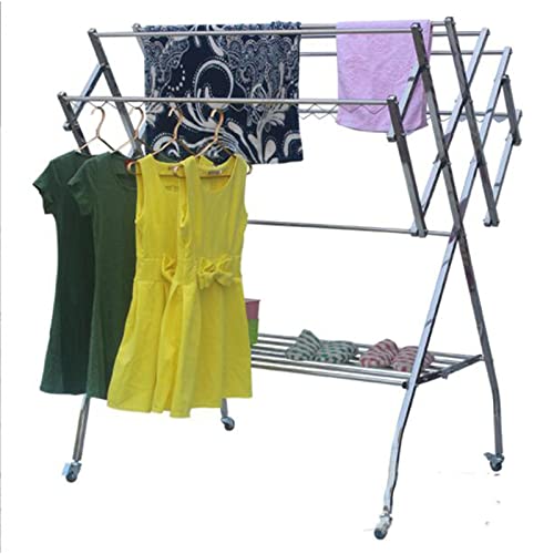 GNYVZXPLQ Rotary Umbrella Drying Rack, Folding Laundry Rack W-Type Stainless Steel Shelves 67 Lb Folded 66x47.2x41.3 Inches