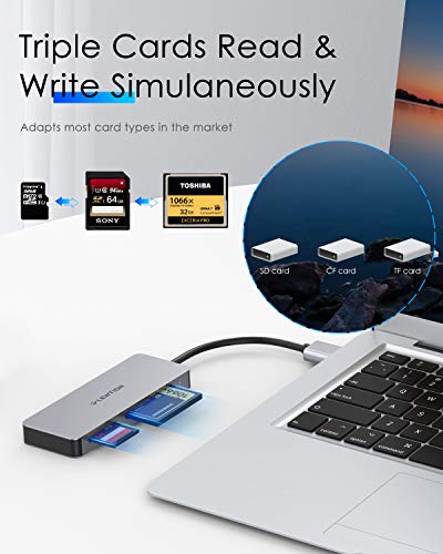 LENTION Leitor de cartão USB 3.0 para CF/SD/Micro SD, adaptador de cartão SD 3.0 para SD/SDHC/SDXC/M