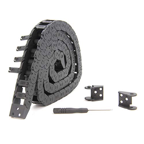 Zeberoxyz 10 x 15 mm, longitud de la cadena de arrastre, 1 m, abierta, portacables de plástico negro, R18 con 1 kit de conectores para impresora 3D y máquinas CNC (10 x 15 mm) Cover