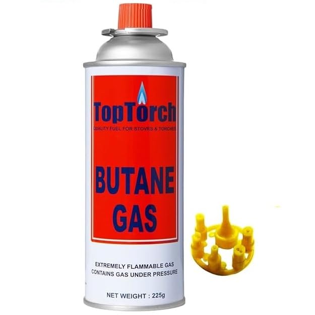 Portable High Pressure 225G Flame Butane Canister Can Perfect Suitable to Refill Flame Lighters. Small Stove, Flame Torch, Welding (Pack of 1)